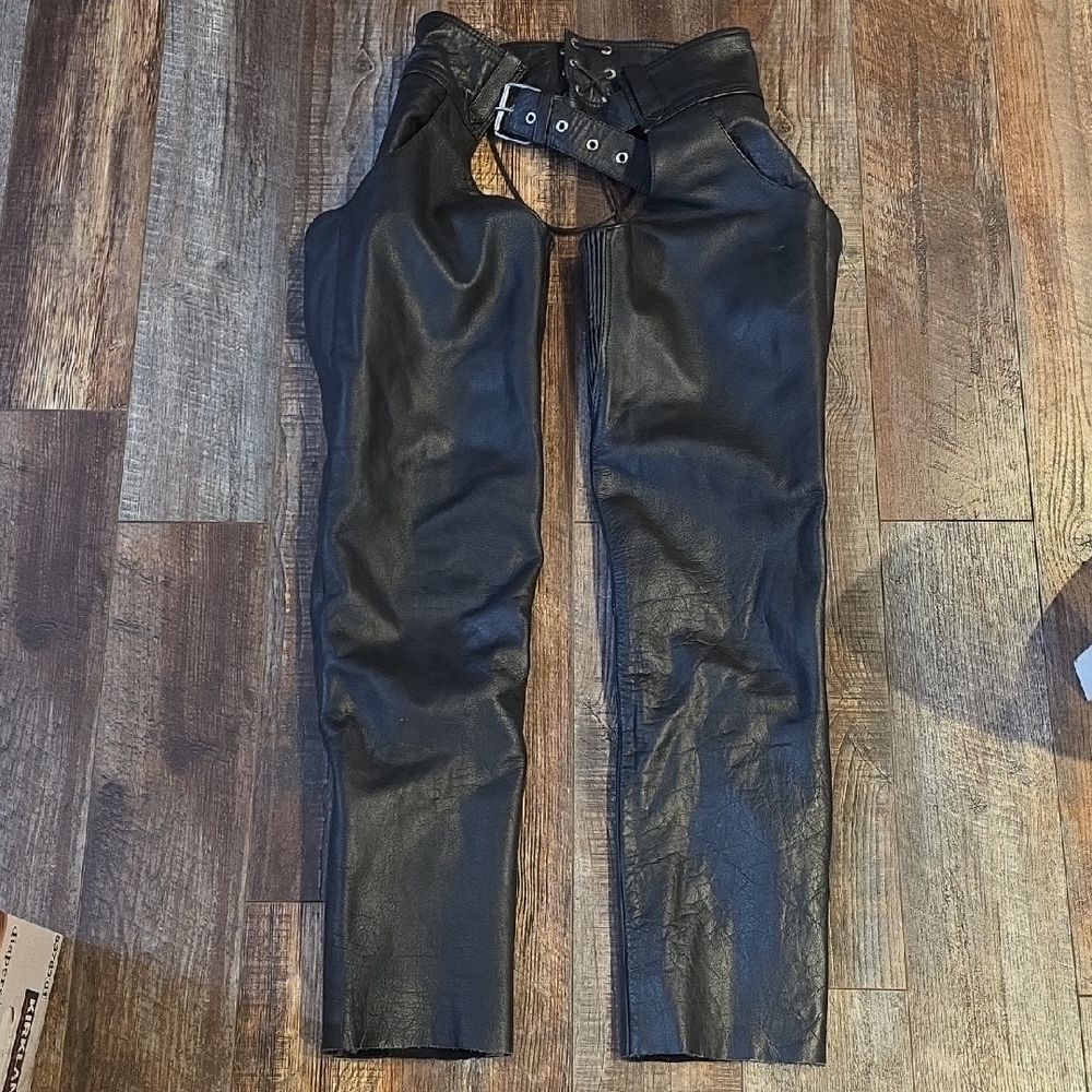Womens Black Leather Chaps
